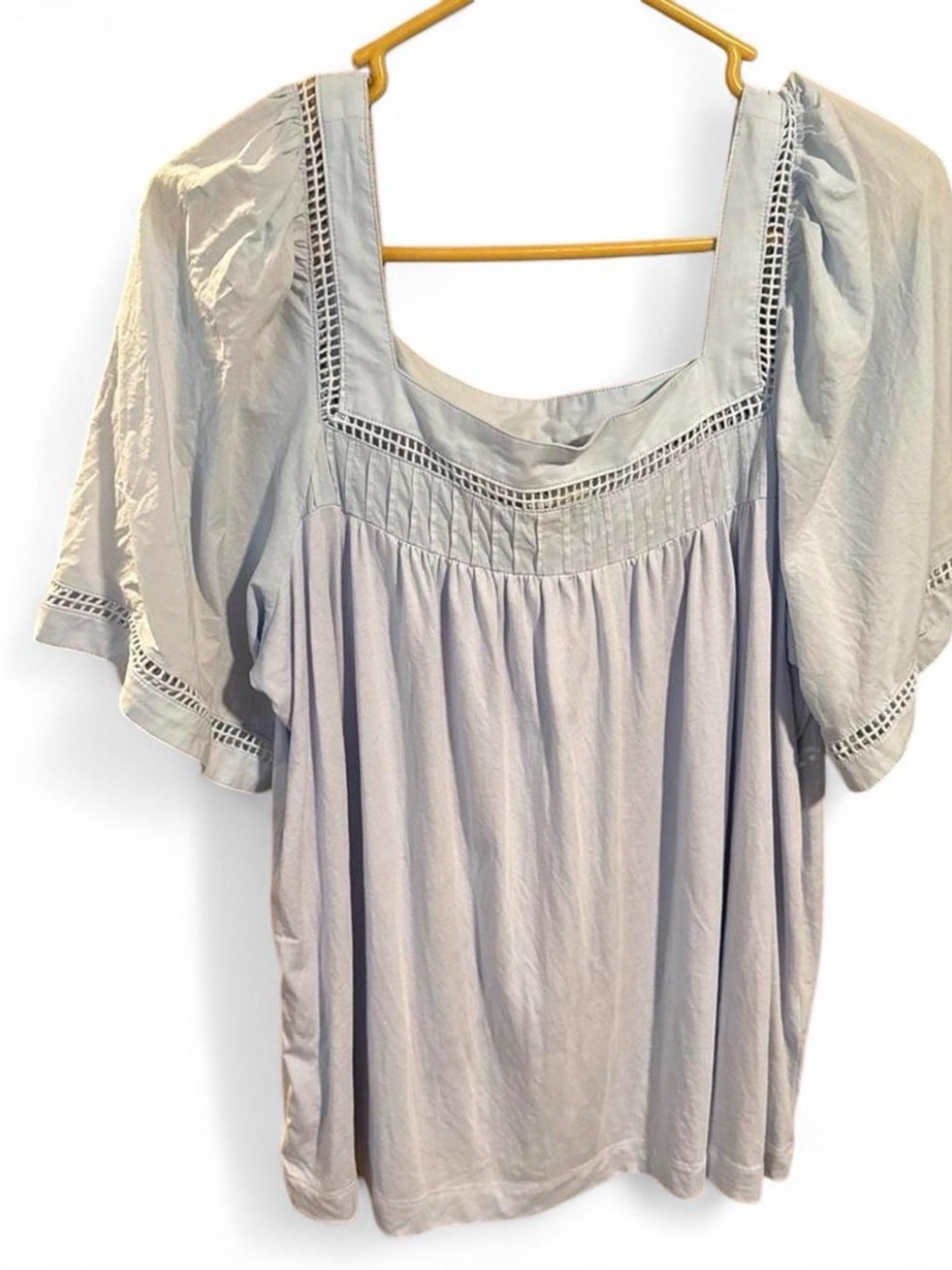 Joie Light Blue Square-Neck Tunic with Crochet Trim